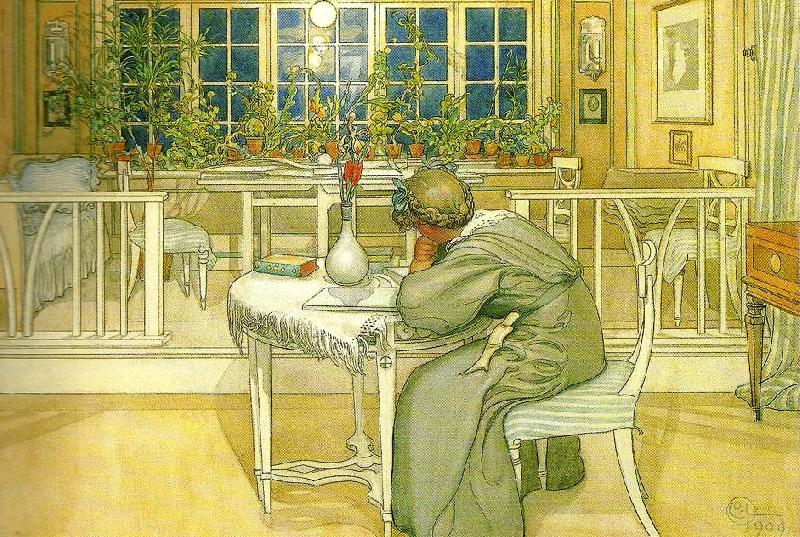 Carl Larsson kvallen forre resan till England oil painting picture